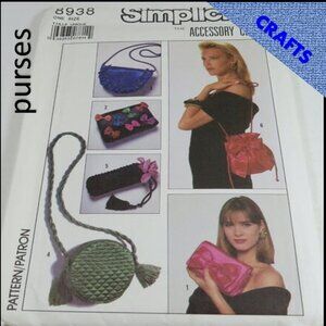 Simplicity 8938 Purse Pattern "Accessory Club" 6 diff pattern designs UNCUT